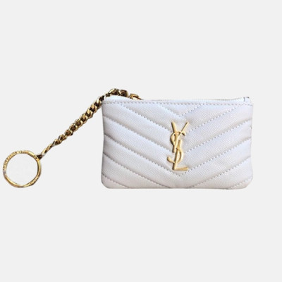 Saint Laurent 2019 Ladies  Key Pouch / Coin Purse,438386 - 입생로랑 2019 남여공용 키 파우치 / 코인 퍼스 SLW0041,13cm,화이트