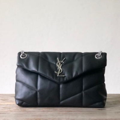 Saint Laurent 2019 Women Lou Lou Puffer Shoulder Cross Bag,29CM - 입생로랑 2019 여성용 루루 푸퍼 숄더 크로스백 577476,3717, SLB0437, 29CM,블랙