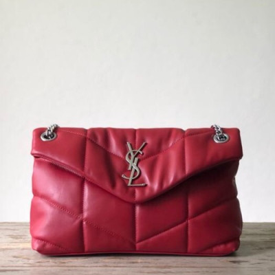 Saint Laurent 2019 Women Lou Lou Puffer Shoulder Cross Bag,29CM - 입생로랑 2019 여성용 루루 푸퍼 숄더 크로스백 577476,3717, SLB0438, 29CM,레드