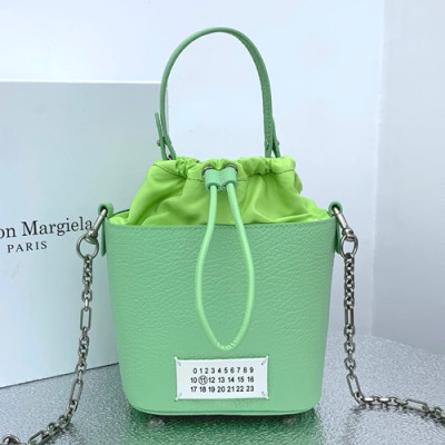 Maison Margiela 2019 Leather Bucket Chain Tote Shoulder Bag,23cm - 메종 마르지엘라 2019 레더 버킷 체인 토트 숄더백,MMB0028,23cm,그린