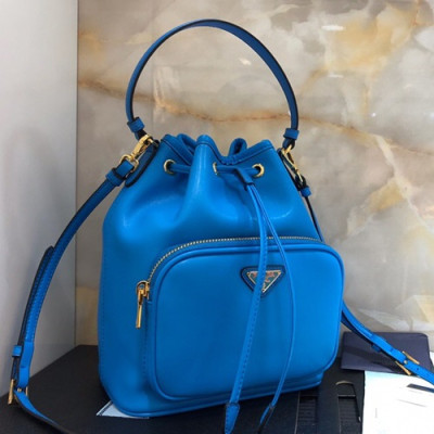 Prada 2019 Women Leather Bucket Tote Shoulder Bag ,23CM - 프라다 2019 여성용 레더 버킷 토트 숄더백 1BH038-14,23CM,블루