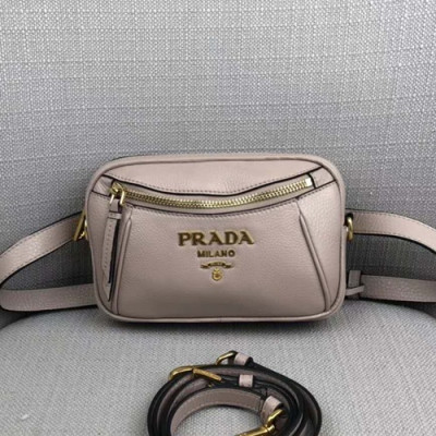 Prada 2019 Leather Hip Sack / Clutch Bag / Shoulder Bag,19cm - 프라다 2019 여성용 레더 힙색 / 클러치 백 / 숄더백 ,1BL006-2,19cm,연핑크