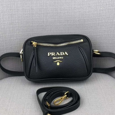 Prada 2019 Leather Hip Sack / Clutch Bag / Shoulder Bag,19cm - 프라다 2019 여성용 레더 힙색 / 클러치 백 / 숄더백 ,1BL006-4,19cm,블랙