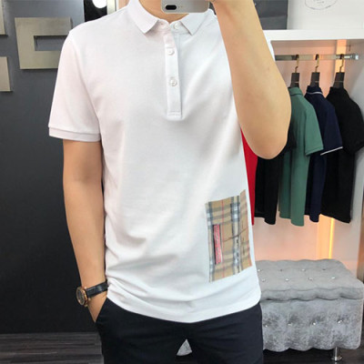 Burberry 2019 Mens Logo Polo Cotton Short Sleeved Tshirt - 버버리 남성 로고 폴로 코튼 반팔티 Burpt0001.Size(48 - 56).화이트