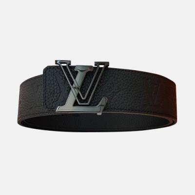 Louis vuitton 2019 Mens Initial Logo Buckle Leather Belt - 루이비통 2019 남성용 이니셜 로고 버클 레더 벨트 LOUBT0003.Size(4.0cm).블랙검장/블랙은장