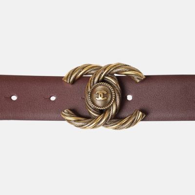 Chanel 2019 Ladies Leather Belt - 샤넬 2019 여성용 레더 벨트 CHABT0009.Size(3.0cm).레드브라운