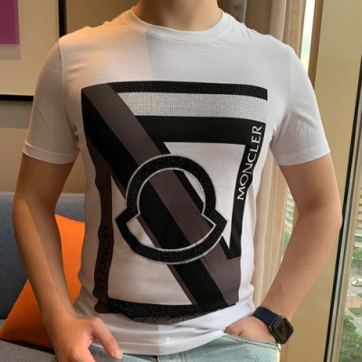 Mocler 2019 Mens Logo Cotton Short Sleeved T-shirt - 몽클레어 남성 로고 반팔티 MocTS0031.Size(M - 4XL).화이트