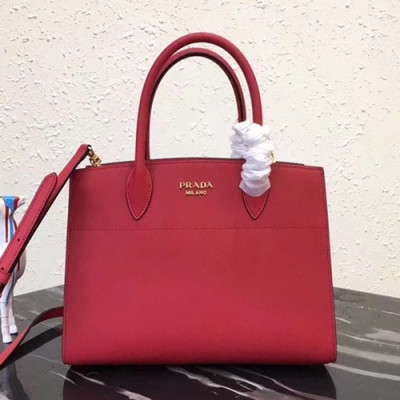 Prada 2019 Bibliothque Leather Tote Shoulder Bag,30cm - 프라다 2019 비블리오텍 여성용 레더 토트 숄더백 ,1BA049-4,30cm,레드