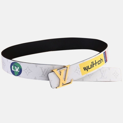 Louis vuitton 2019 Mens Leather Belt - 루이비통 2019 남성용 레더 벨트 LOUBT0013.Size(4.0cm).화이트금장,화이트은장