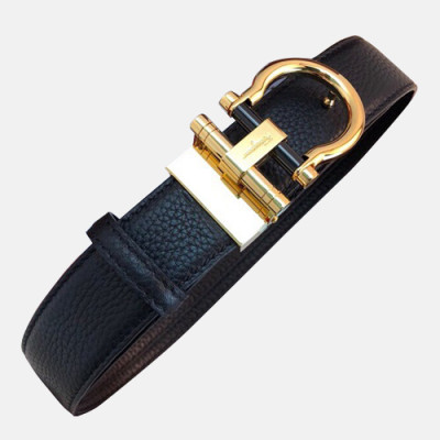 Salvatore Ferragamo 2019 Mens Leather Belt - 살바토레 페라가모 남성용 레더 벨트 FERBT0001.Size(3.5cm).블랙