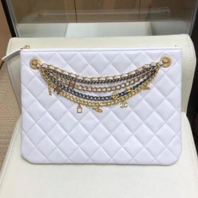 Chanel 2019 Leather Women Clutch Bag ,28CM - 샤넬 2019 레더 여성용 클러치백,CHAB0956,28CM,화이트