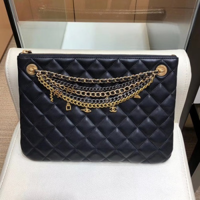 Chanel 2019 Leather Women Clutch Bag ,28CM - 샤넬 2019 레더 여성용 클러치백,CHAB0957,28CM,블랙