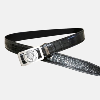 Gucci 2019 Mens Crocodile Leather Belt - 구찌 2019 남성용 크로커다일 레더 벨트 GUBT0040,Size(3.8cm).블랙금장,블랙은장