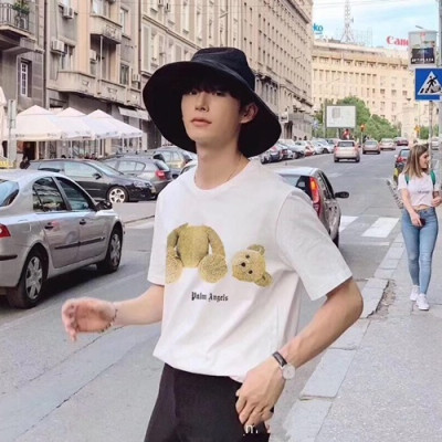 Palm Angels 2019 Mens Neck Logo Cotton Short Sleeved Tshirt - 팜 엔젤스 남성 넥로고 코튼 반팔티 Palts0001.Size(s -xl).화이트