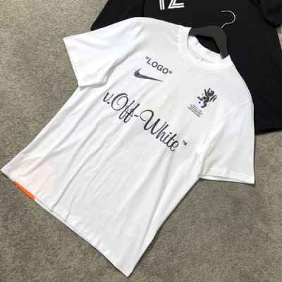 Off-White x Nike 2019 Mm/Wm Logo Wolf Cotton T shirt -오프화이트x Nike  남자 로고 코튼 티셔츠  Offts0008.Size(s -xl).화이트