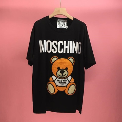 Moschino 2019 Mm/WmCrew -neck Cotton Short Sleeved T-shirt - 모스키노 남자 크루넥 고튼 반팔티 Mosts0013.Size(s -xl).블랙