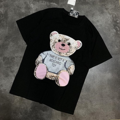 Moschino 2019 Mm/WmCrew -neck Cotton Short Sleeved T-shirt - 모스키노 남자 크루넥 고튼 반팔티 Mosts0014.Size(s -xl).블랙