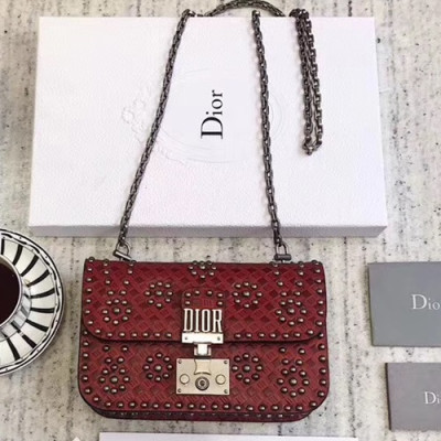 Dior 2019 Addict Leather Chain Shoulder Bag,21CM - 디올 2019 어딕트 레더 체인 숄더백 DIOB0374,24CM,레드