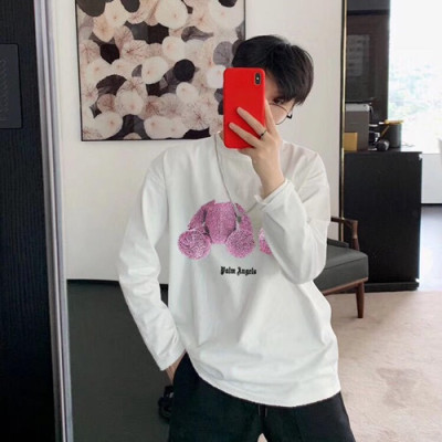 Palm Angels 2019 Mens  Logo Cotton Long  T Shirt - 팜 엔젤스 남성 로고 코튼 긴팔 티셔츠  Palts0009.Size(s -xl).화이트