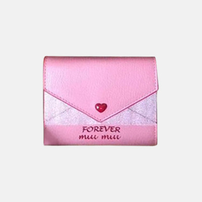 MiuMiu 2019 Madras Leather Wallet Love 5MH014 - 미우미우 2019 하트 버튼 지갑 MIU0120X 11CM