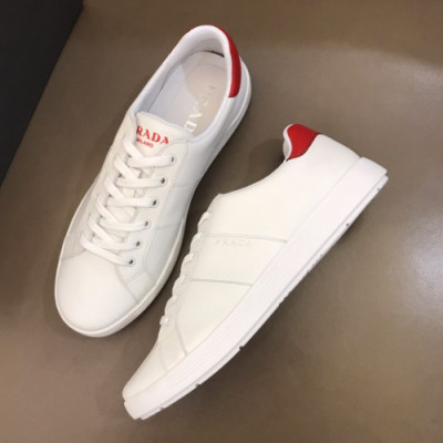 Prada 2019 Mens Business Logo Leather Sneakers - 프라다 남성 비지니스 로고 레더 스니커즈 Pra0662x.Size(240 - 265).화이트