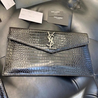 Saint Laurent 2019 Woman Leather Clutch,26CM - 입생로랑 2019여성용 레더 클러치 565739, SLB0447, 27CM,다크 그레이