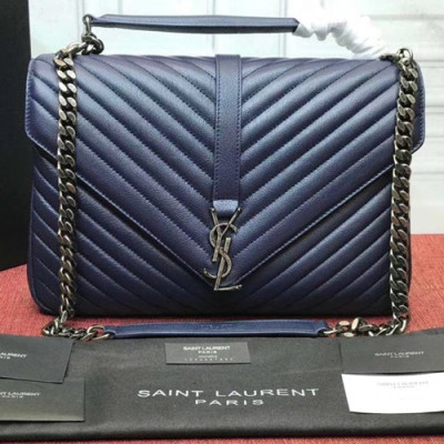 Saint Laurent 2019 Woman College Chain Shoulder Bag,32CM - 입생로랑 2019 여성용 칼리지 체인 숄더백 2801-1, SLB0457, 32CM,블루