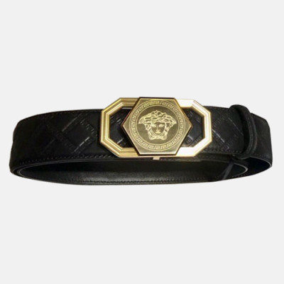 Versace 2019 Mens Leather Belt - 베르사체 2019  남성용 레더 벨트 VERBT0024,Size(3.9cm),블랙금장