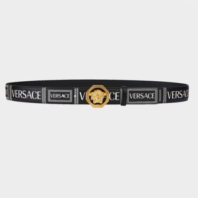 Versace 2019 Mens Leather Belt - 베르사체 2019  남성용 레더 벨트 VERBT0026,Size(4.0cm),블랙은장,블랙금장