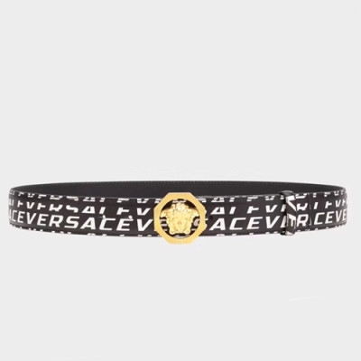 Versace 2019 Mens Leather Belt - 베르사체 2019  남성용 레더 벨트 VERBT0027,Size(4.0cm),블랙은장,블랙금장