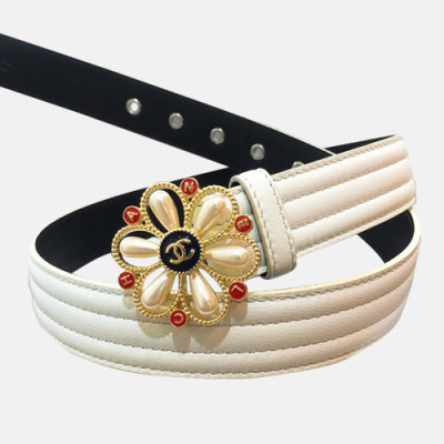 Chanel 2019 Ladies Leather Belt - 샤넬 2019 여성용 레더 벨트 CHABT0025.Size(3.0cm).화이트