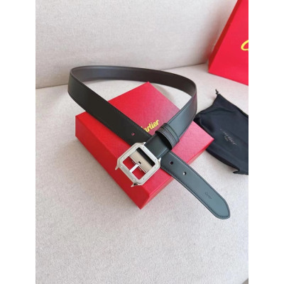 Cartier Mens Leather Belt - 까르띠에 남성용  레더 벨트 CARBT0001.Size(3.5cm).블랙(은장)