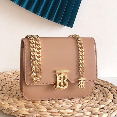 Burberry 2019 Ladies TB Leather Chain Cross Bag , 17cm - 버버리 2019 TB 레더 여성용 체인 크로스백,BURB0337,17cm,베이지