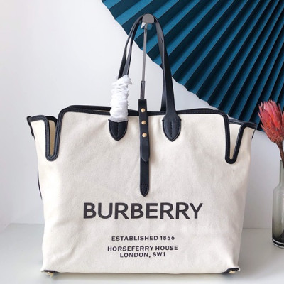 Burberry 2019 Canvas Tote Shoulder Shopper Bag, 35cm - 버버리 2019 캔버스 토트 숄더 쇼퍼백,BURB00346,35cm,화이트