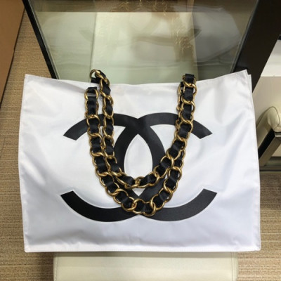 Chanel 2019 Canvas Women Tote Shoulder Shopper Bag,41CM - 샤넬 2019 캔버스 여성용 토트 숄더 쇼퍼백,CHAB1023,41CM,화이트