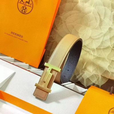 Hermes 2022 Mens Leather Belt - 에르메스 2022 남성용 양면 레더 벨트 HERBT0076,브라운