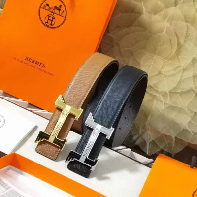 Hermes 2022 Mens Leather Belt - 에르메스 2022 남성용 레더 벨트 HERBT0080,(블랙/브라운)