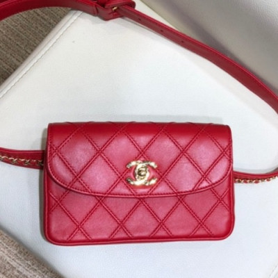 Chanel 2019 Women Leather Hip Sack Belt Bag ,18CM - 샤넬 2019 여성용 레더 힙색 벨트백,CHAB1072,18CM,레드