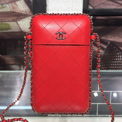 Chanel 2019 Leather Chain Shoulder Bag / Phone Bag,20CM - 샤넬 2019 레더 체인 숄더백/폰 백 CHAB1075,20CM,레드