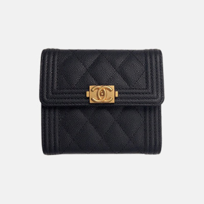 Chanel 2019 Ladies Small Wallet / Card Purse - 샤넬 2019 여성용 레더 반지갑 / 카드 퍼스  ,CHAW0048,11cm.블랙