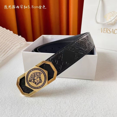 Versace 2022 Mens Leather Belt - 베르사체 2022  남성용 레더 벨트 VERBT0062,블랙(금장)