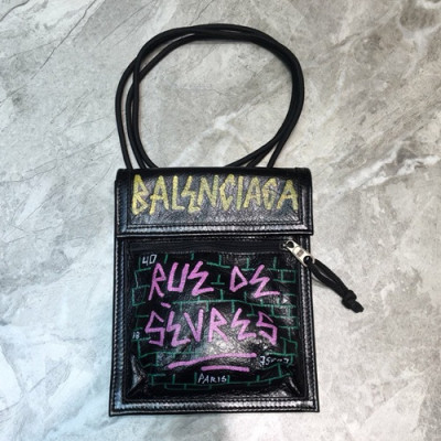 Balenciaga 2019 Leather Shoulder Cross Bag,19CM - 발렌시아가 2019 남여공용 레더 숄더 크로스백,BGB0383,19CM,블랙