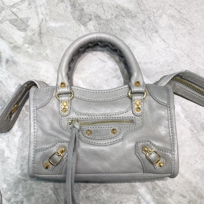 Balenciaga 2019 City Leather Super Mini Tote Shoulder Bag,18CM - 발렌시아가 2019 시티 레더 슈퍼 미니 토트 숄더백,BGB0386,18CM,그레이