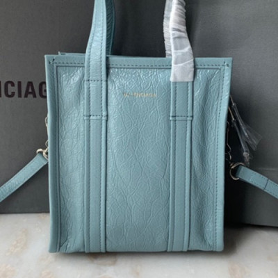 Balenciaga 2019 Bazar Leather Tote Shoulder Shopper Bag,20CM - 발렌시아가 2019 바자르 레더 남여공용 토트 숄더 쇼퍼백,BGB0398,20CM,스카이블루