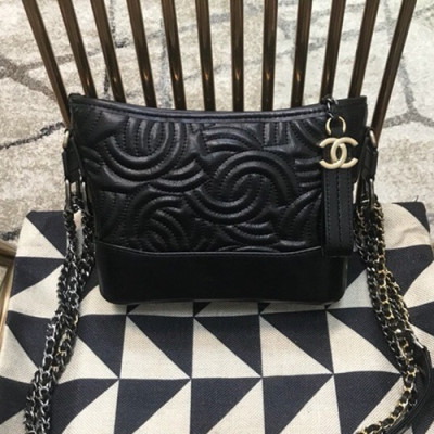 Chanel 2019 Gabrielle Hobo Leather Shoulder Bag ,20CM - 샤넬 2019 가브리엘 호보 레더 숄더백,CHAB1098,20CM,블랙