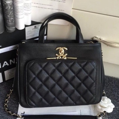 Chanel 2019 Leather Small Tote Shoulder Bag ,26CM - 샤넬 2019 레더 스몰 토트 숄더백  CHAB1116,26CM,블랙