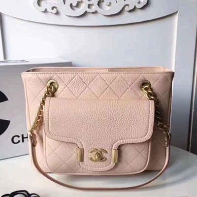 Chanel 2019 Leather Women Tote Shoulder Shopper Bag,29CM - 샤넬 2019 레더 여성용 토트 숄더 쇼퍼백,CHAB1125,29CM,핑크