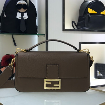 Fendi 2019 Baguette Leather Tote Shoulder Bag, 34.5cm - 펜디 2019 바게트 레더 토트 숄더백,FENB0449,34.5cm,브라운