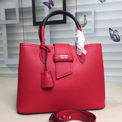 Prada 2019 Woman Leather Tote Shoulder Bag,33cm - 프라다 2019 여성용 레더 토트 숄더백 ,1BG148-6,33cm,레드