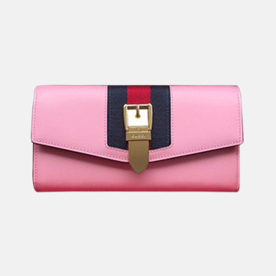 Gucci 2019 Ladies Sylvie Wallet 476084 - 구찌 2019 실비 여성용 장지갑  GUW0104.Size(19CM).핑크